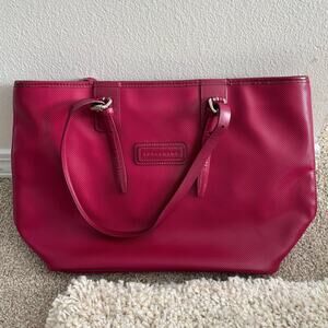 Longchamp Magenta Red Top Handle Tote Purse